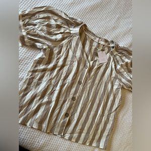 Lauren Conrad Striped Linen Blouse NWT